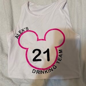 White and Pink Graphic Tank Top